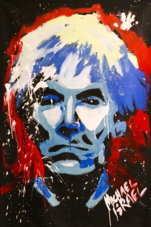 andy warhol portrait in red, white, and blue by michael israel