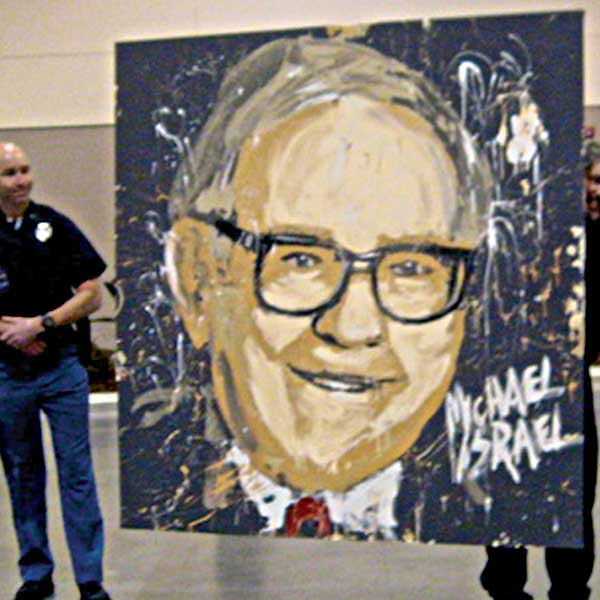 Armed guards escort the portrait into the convention center