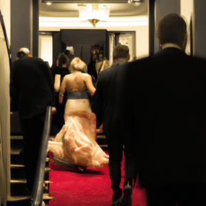 people-leaving-gala-300x300-1 Tired guests leaving a gala early, before the charity auction has finished