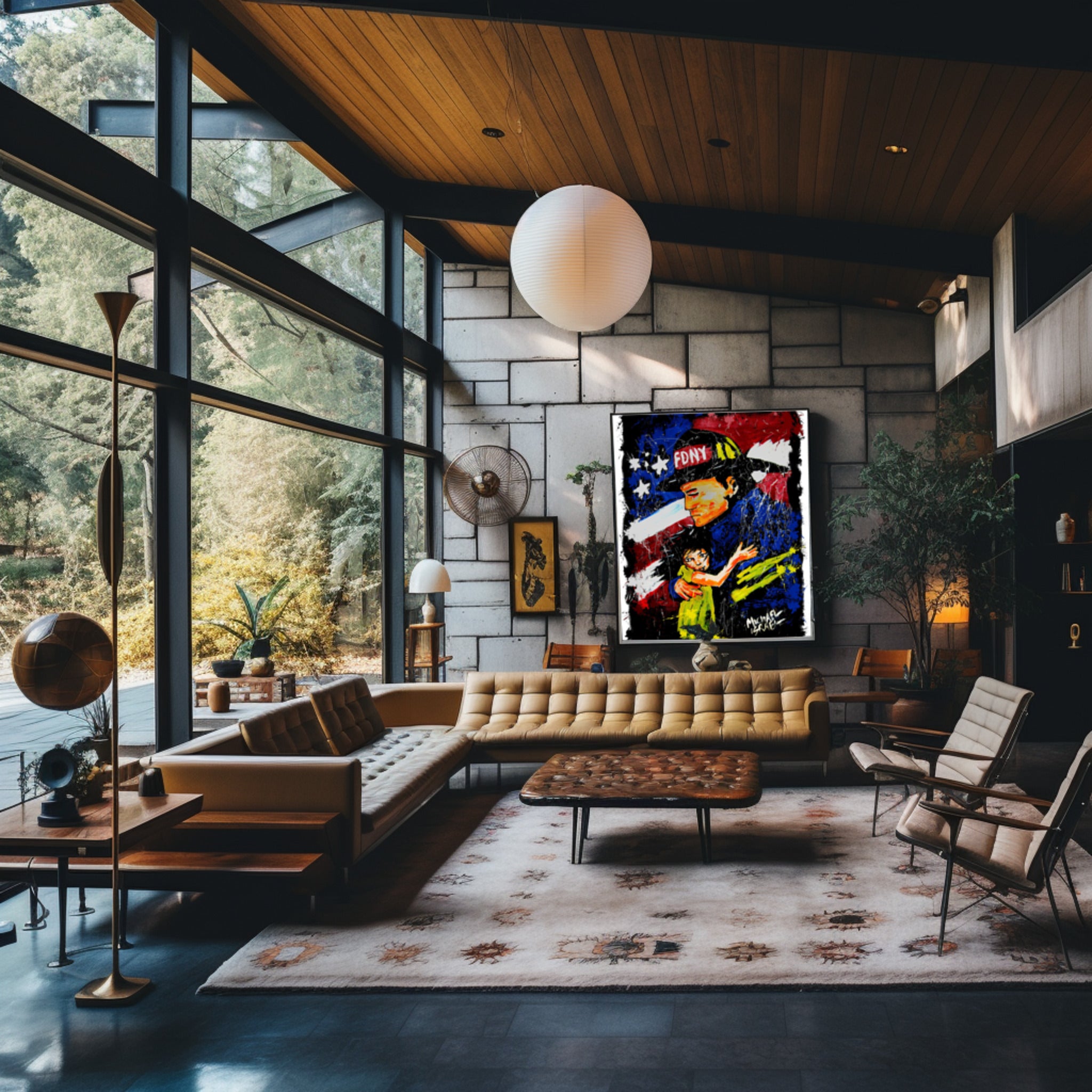 HERO artwork installed in a modern collector home.
