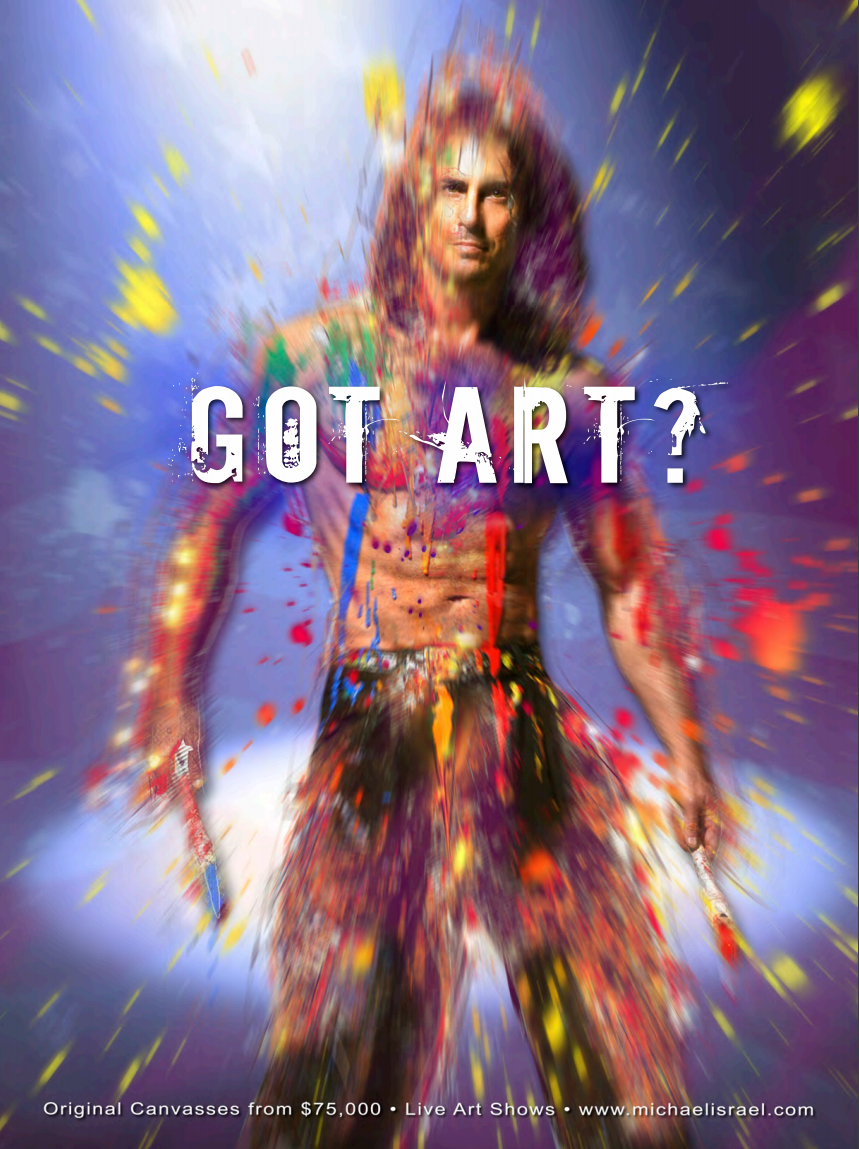 Michael Israel with completed artwork